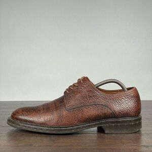 PANELLI Shoes Mens 10.5 Brown Pebble Leather Lace‎ Up VTG Oxfords ITALY